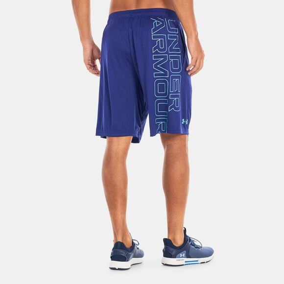 Under Armour Men's UA Tech Wordmark Graphic Training Shorts, Navy Blue, Size 2X - Picture 1 of 2